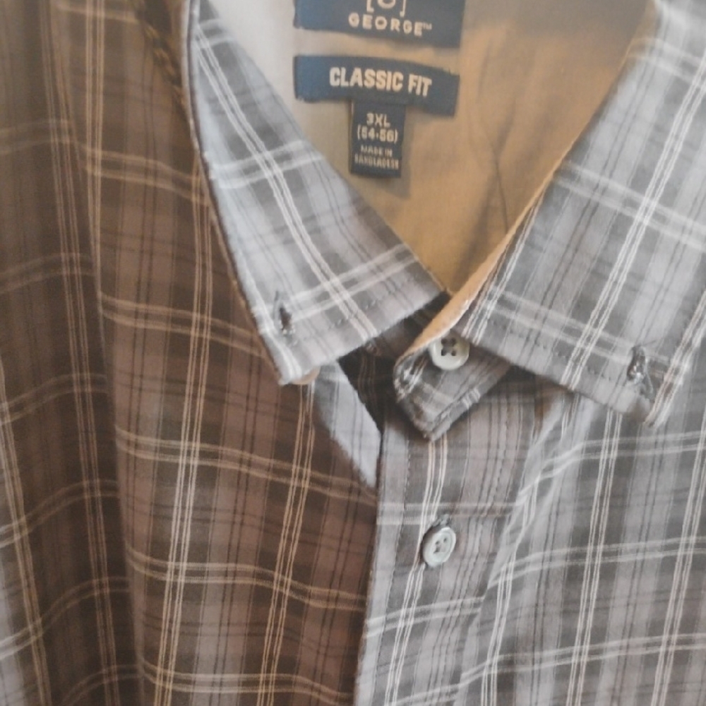 George Men's Classic Fit Plaid Shirt - Black and Brown